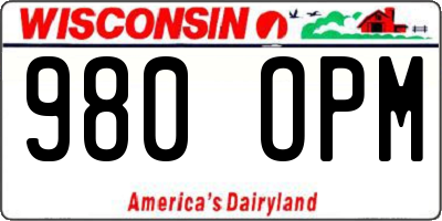 WI license plate 980OPM