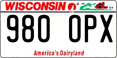 WI license plate 980OPX