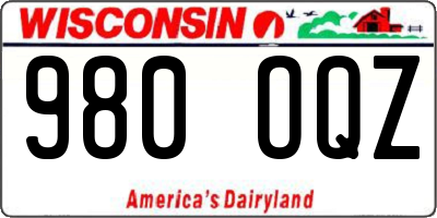 WI license plate 980OQZ