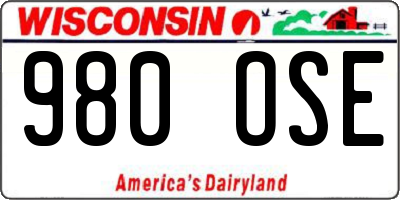WI license plate 980OSE