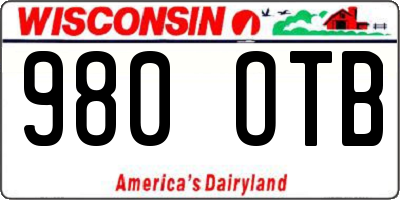 WI license plate 980OTB