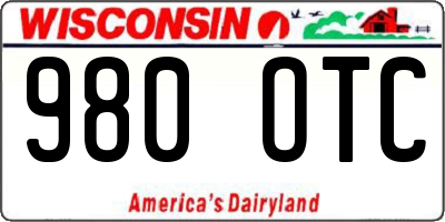 WI license plate 980OTC