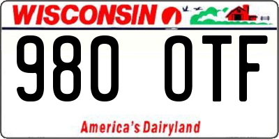 WI license plate 980OTF