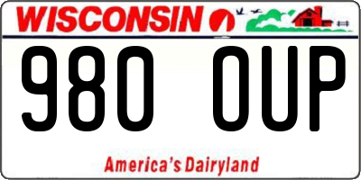 WI license plate 980OUP