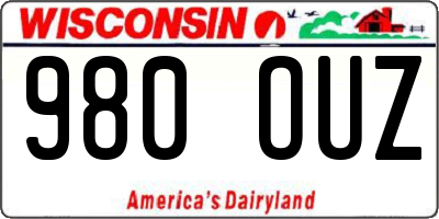 WI license plate 980OUZ