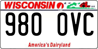 WI license plate 980OVC