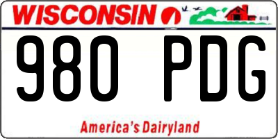 WI license plate 980PDG