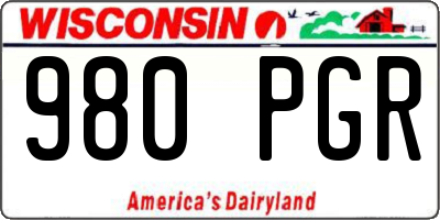 WI license plate 980PGR