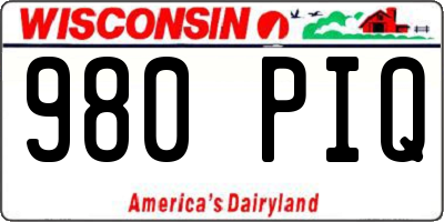 WI license plate 980PIQ