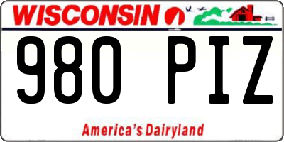 WI license plate 980PIZ