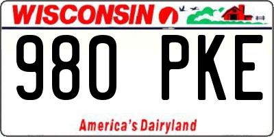 WI license plate 980PKE