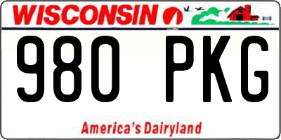 WI license plate 980PKG