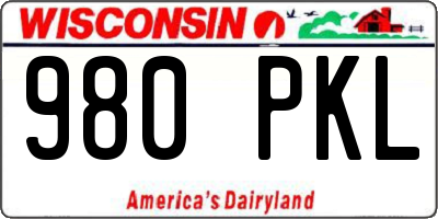 WI license plate 980PKL