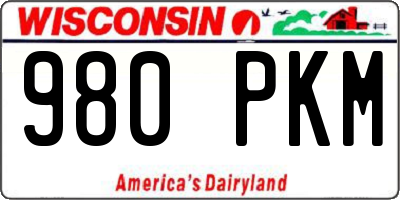 WI license plate 980PKM