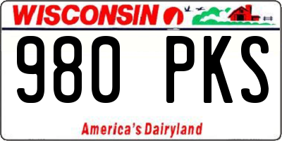 WI license plate 980PKS