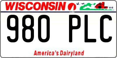 WI license plate 980PLC