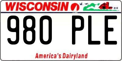 WI license plate 980PLE