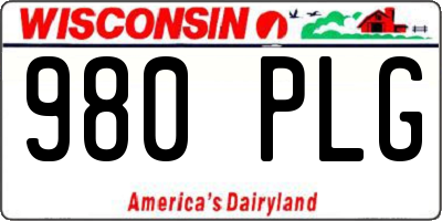 WI license plate 980PLG