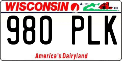 WI license plate 980PLK