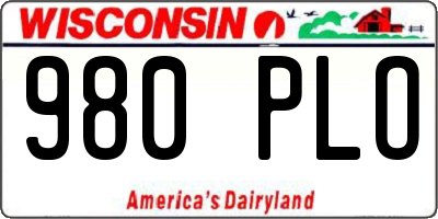 WI license plate 980PLO