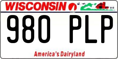 WI license plate 980PLP