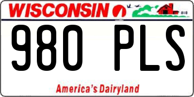 WI license plate 980PLS