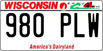 WI license plate 980PLW