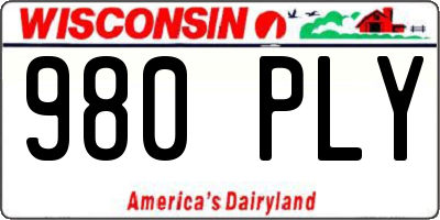 WI license plate 980PLY