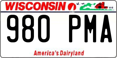 WI license plate 980PMA
