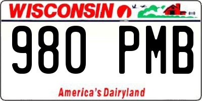 WI license plate 980PMB
