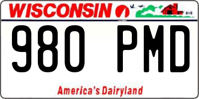 WI license plate 980PMD