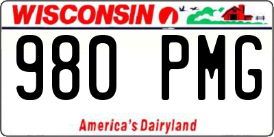 WI license plate 980PMG