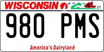 WI license plate 980PMS