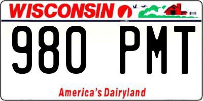 WI license plate 980PMT