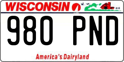 WI license plate 980PND
