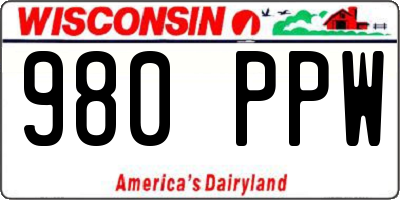 WI license plate 980PPW