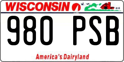 WI license plate 980PSB