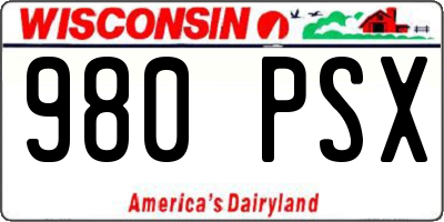 WI license plate 980PSX