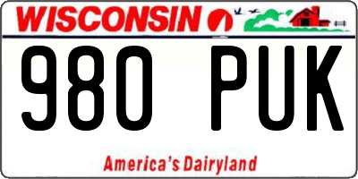 WI license plate 980PUK