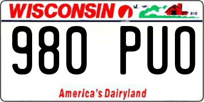 WI license plate 980PUO