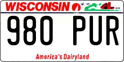 WI license plate 980PUR