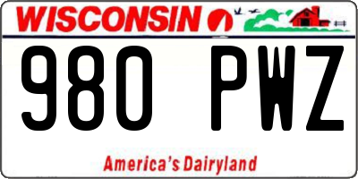 WI license plate 980PWZ