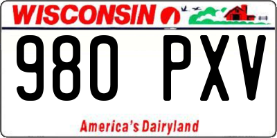WI license plate 980PXV