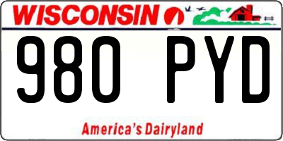 WI license plate 980PYD