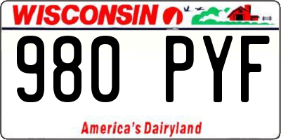WI license plate 980PYF