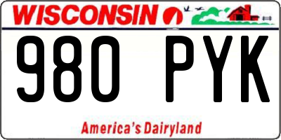 WI license plate 980PYK