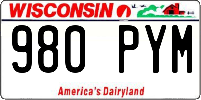 WI license plate 980PYM