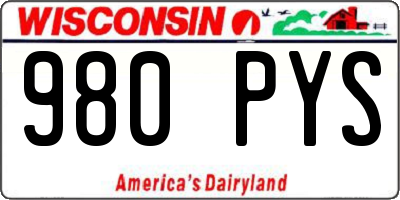 WI license plate 980PYS