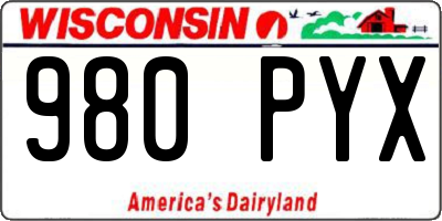 WI license plate 980PYX
