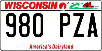 WI license plate 980PZA
